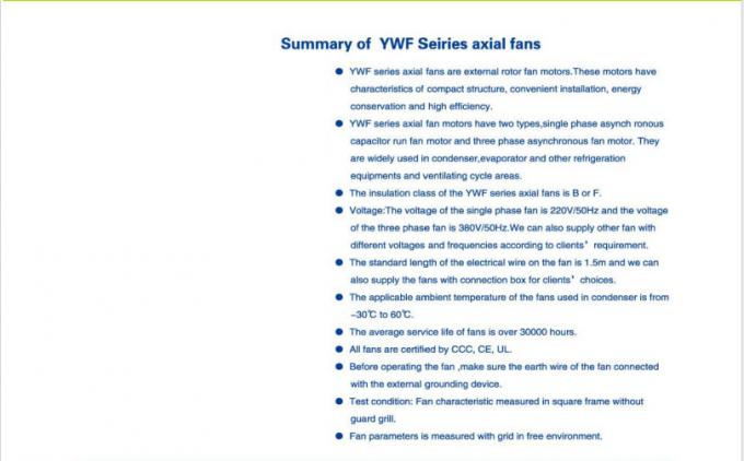 Serie YWF 200 a 630 mm di deposito a freddo Ventilatore Lamella Motore Condensatore Evaporatore Ventilatore Produttore Ventilatore di flusso assiale rotore esterno 6