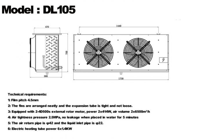 DL serie DL22 unit cooler certificazione CE air cooler personalizzato 3HP refrigeration evaporator ceiling evaporator, adatto per la refrigerazione in magazzino, camera frigorifera, frigorifero per verdure 6