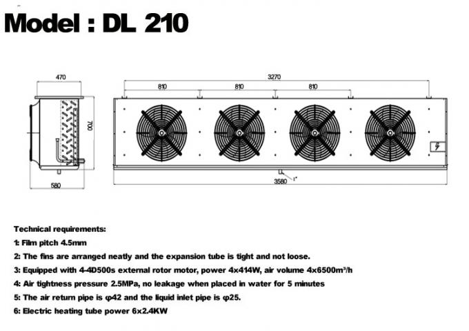 DL serie DL22 unit cooler certificazione CE air cooler personalizzato 3HP refrigeration evaporator ceiling evaporator, adatto per la refrigerazione in magazzino, camera frigorifera, frigorifero per verdure 10