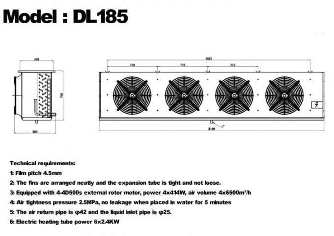 DL serie DL22 unit cooler certificazione CE air cooler personalizzato 3HP refrigeration evaporator ceiling evaporator, adatto per la refrigerazione in magazzino, camera frigorifera, frigorifero per verdure 9