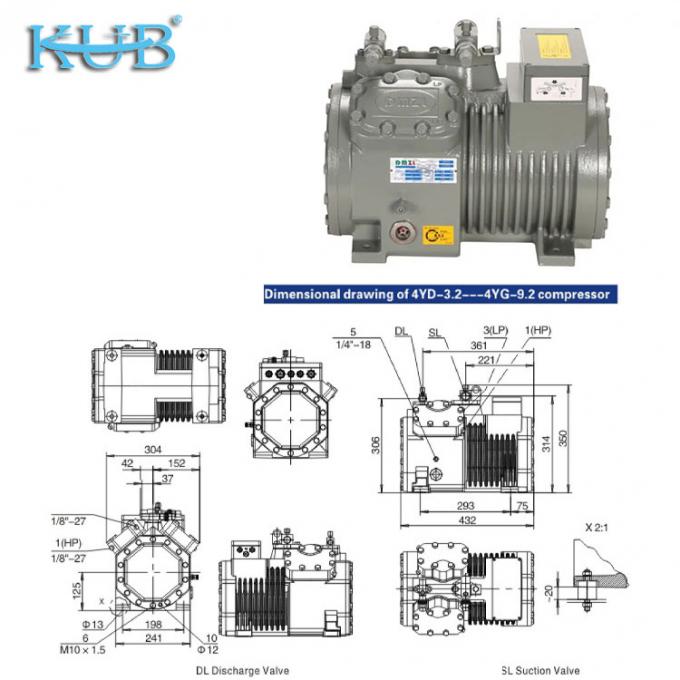 Da 2HP a 50HP Made in China Supporta compressore frigorifero personalizzato economico per celle frigorifere Compressore a pistoni semiermetico,compressore per celle frigorifere,sistema di celle frigorifere,cella frigorifera industriale 4