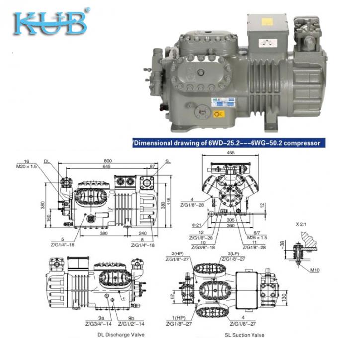 Da 2HP a 50HP Made in China Supporta compressore frigorifero personalizzato economico per celle frigorifere Compressore a pistoni semiermetico,compressore per celle frigorifere,sistema di celle frigorifere,cella frigorifera industriale 7