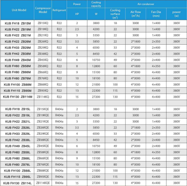 Unità di condensazione raffreddata ad acqua 380V 3PH 50HZ con garanzia di 1 anno e compressore Copeland da 2Hp 3Hp 4Hp