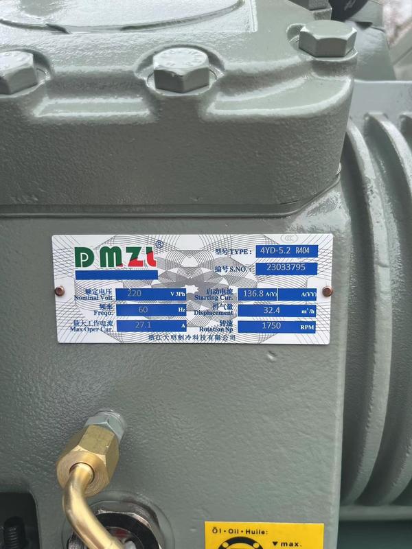 Unità condensante raffreddata ad acqua da 5HP con condensatore a fascio tubiero ad acqua di mare per cella frigorifera 220V 3PH 60HZ