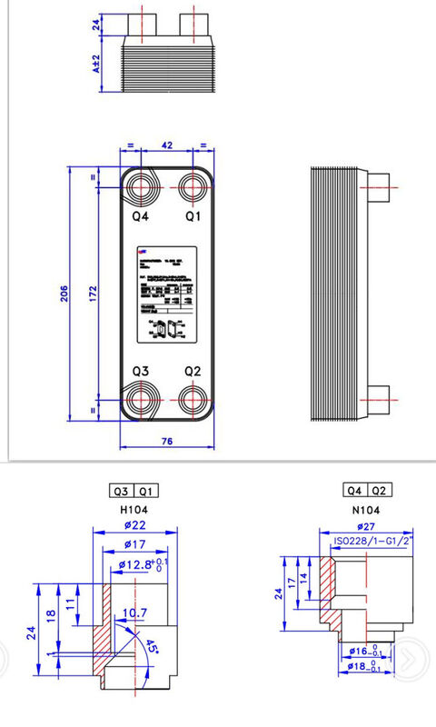 Scambiatore di Calore a Piastre Evaporatore Mini Piccolo Caldaia ad Aria e Acqua R404A Tipo a Piastre Marca KUB per Forno di Verniciatura a Polvere